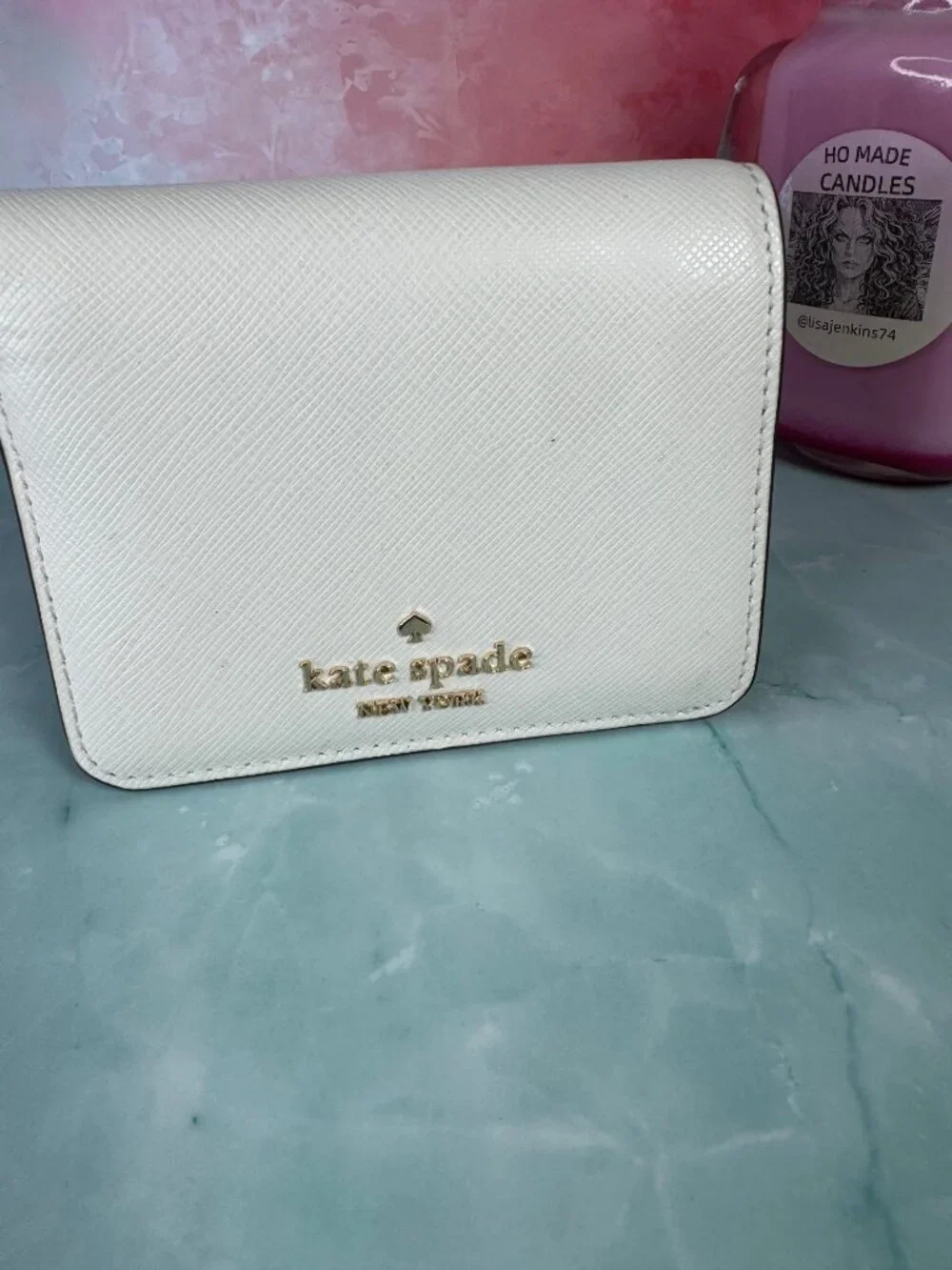 ★ Kate Spade New York White Bifold Wallet Card Case Coin Purse